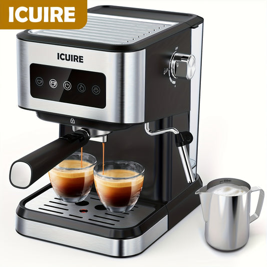 ICUIRE Espresso Machine with Milk Frother, Free milk bubble cup, 20 Bar Pump Pressure Coffee Machine, 1.5L/50oz Removable Water Tank, 1050W Semi-Automatic Espresso/Latte/Cappuccino Machines for Home Barista, Office, kitchen A