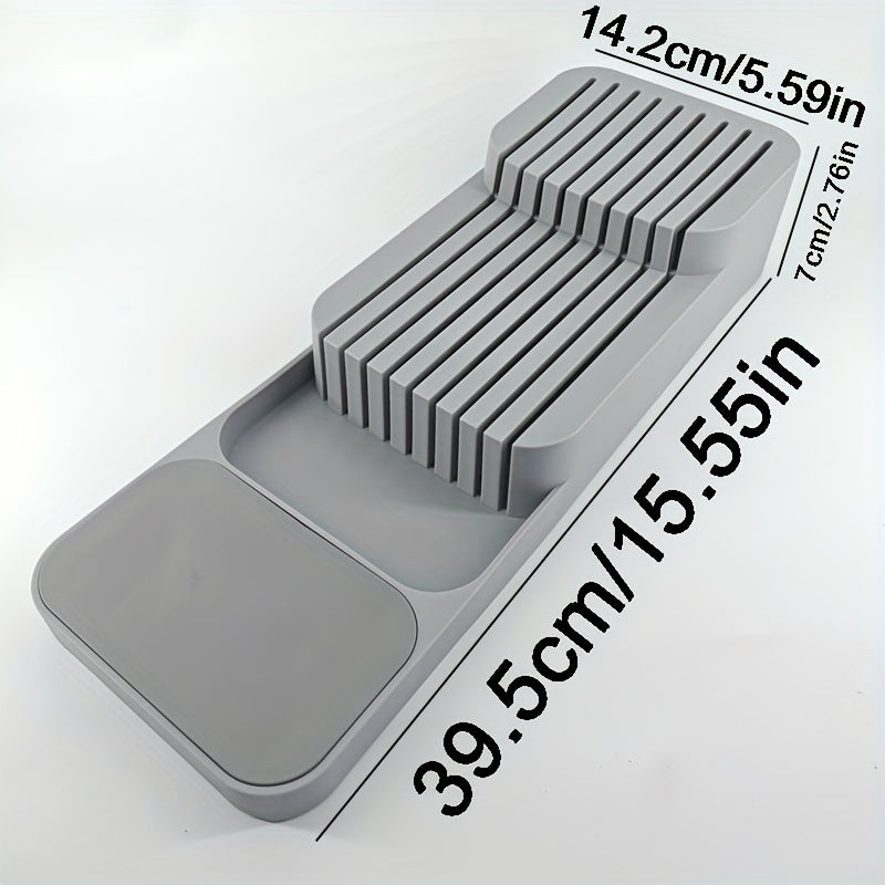 1pc Kitchen Drawer Organizer Tray For Knives, Knife Block, Knife Holder, Drawer Storage Box For Knife, Drawer Organizer Insert, Holds 9 Knives, Kitchen Accessories