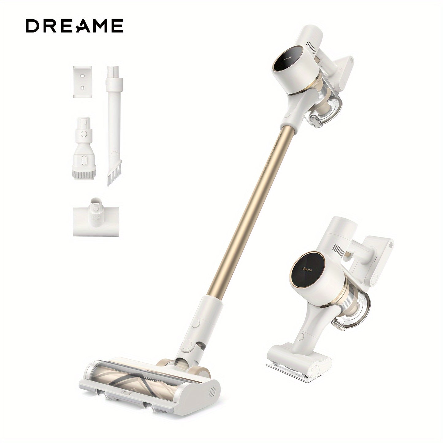 dreame R10 Cordless Vacuum Cleaner, 120AW Powerful Stick Vacuum with Led Headlights, Anti-Tangle Brush, Up to 60 Mins Rechargeable Battery, Handheld Vacuum Deep Clean Hair, Hard Floor, Carpet