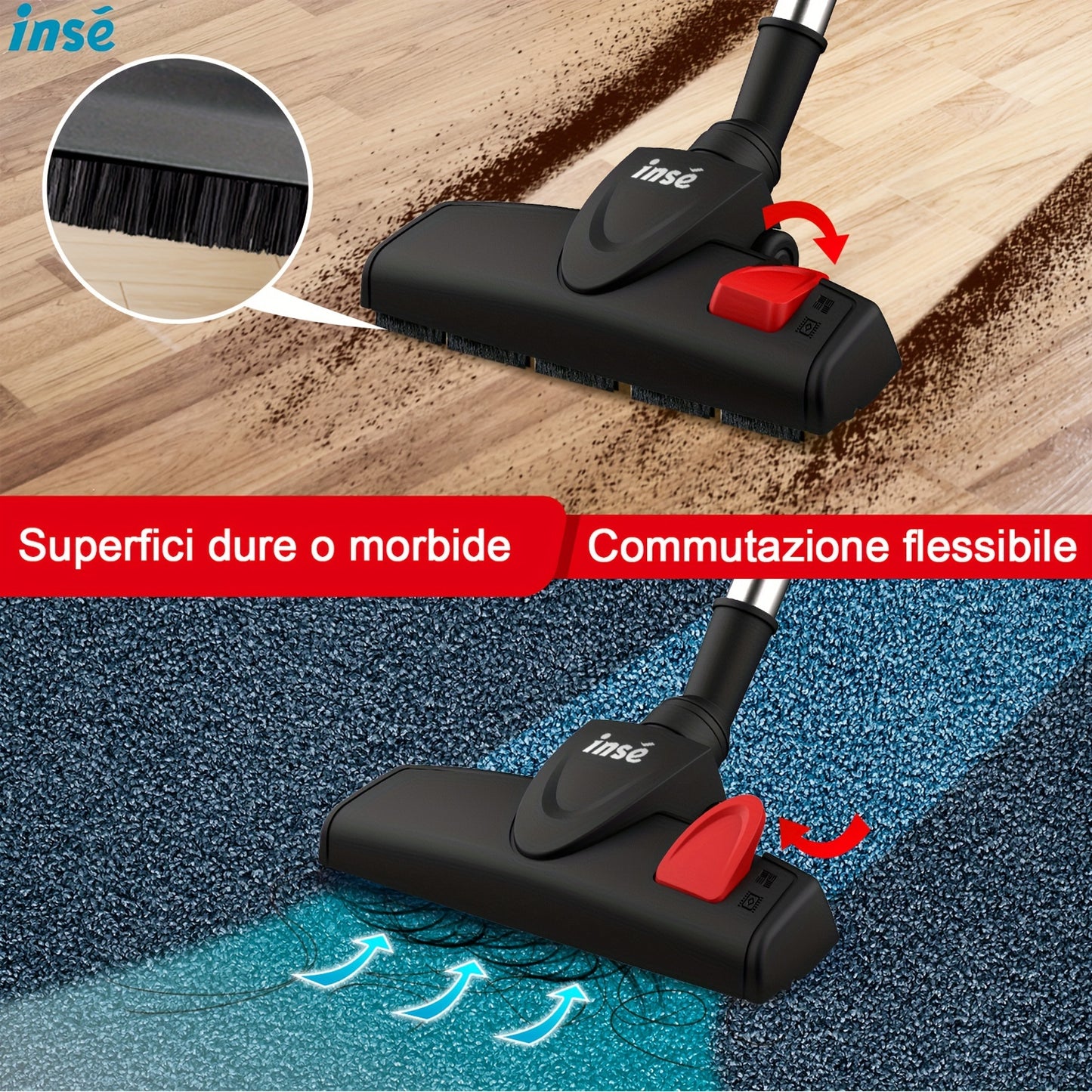 INSE Corded Stick Vacuum Cleaner - 600W Powerhouse with 18000Pa Super Suction - Pet Hair Eraser & Hard Floor Whisper Clean