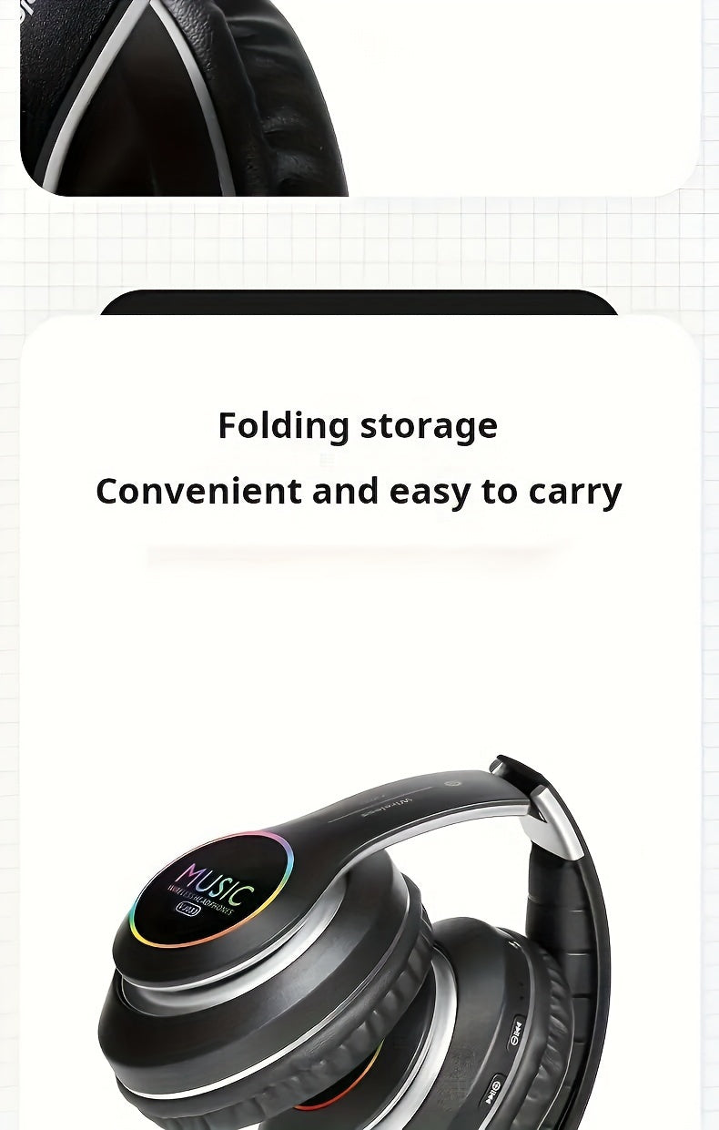 Wireless Noise Cancelling Headphones, Wireless Earbuds with Deep Bass, Lightweight Foldable Headphones with Built-in Microphone, for Work Laptops, Mobile Phones, On-head Gaming Headphones, Compatible with Android/iOS, Father'