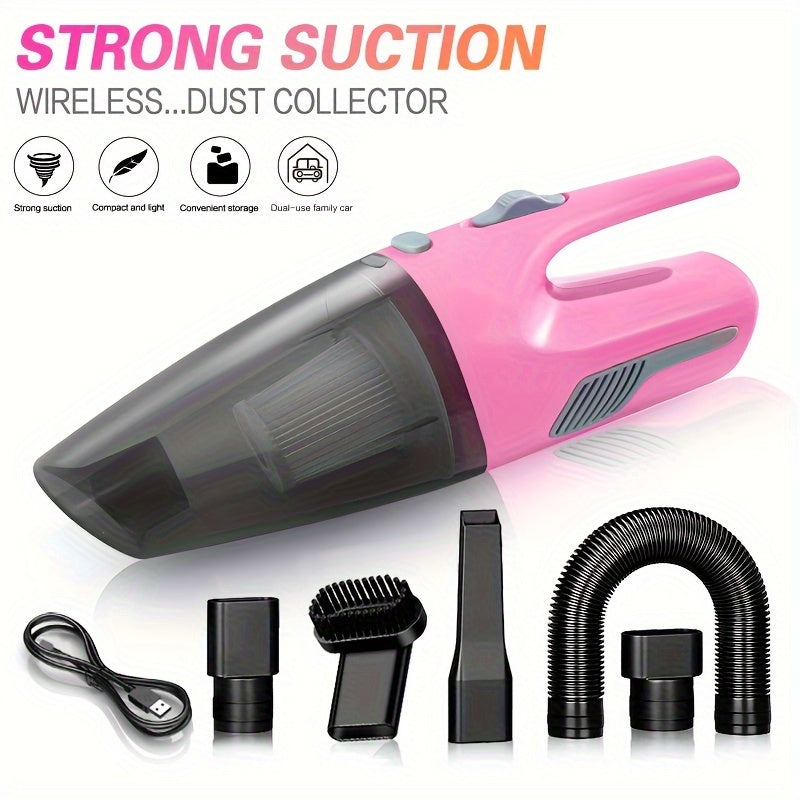1pc CascadeVac Cordless Handheld Vacuum Cleaner, High Power Wireless Mini Home and Car Dust Remover with USB Charging, Rechargeable Lithium Battery, Plastic Material, Includes Crevice Tool, No Bag, for Carpet Floor Cleaning