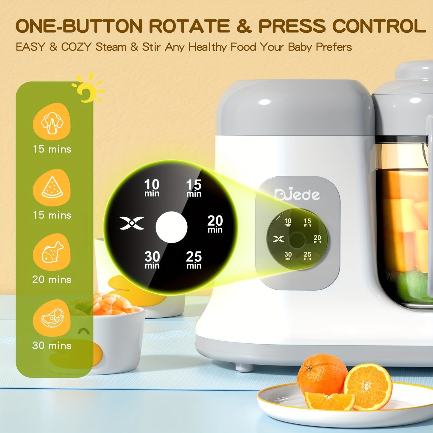 Youngsters Food Maker - One Button Rotate & Press Control, Youngsters Food in Minutes, Processor Steamer Puree Blender, Auto Cooking & Stirring, Healthy Homemade Food for Youngsters & Youngsters, White
