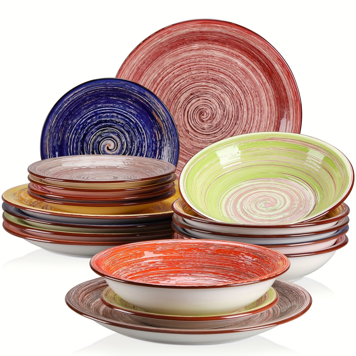 18-Piece Premium Stoneware Dinnerware Set - Elegant & Durable, Serves 6, Microwave & Dishwasher Safe for Versatile Table Settings