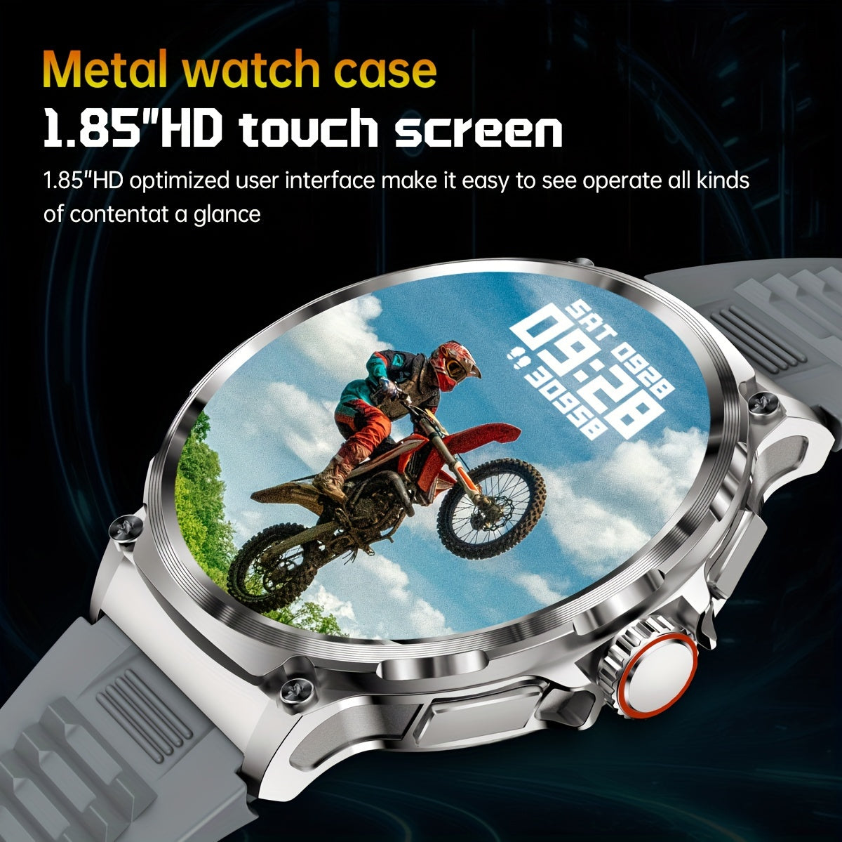 TIZOOP Outdoor Smart Watch with 1.85" HD Display, 710mAh Long-Lasting Battery, 100+ Sports Modes, Step Tracking, Activity Reports, and Water Resistance for Android and iOS Phones