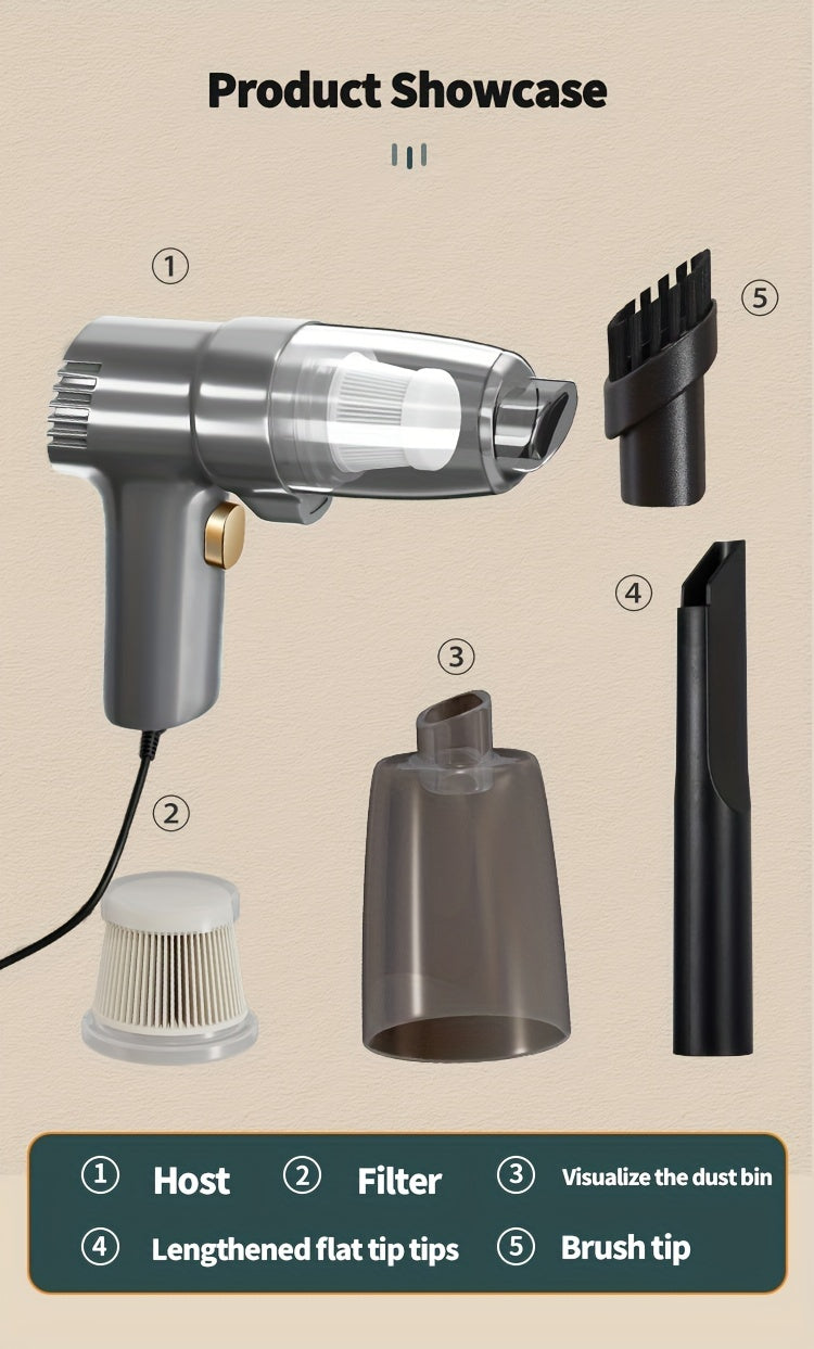 [Super Strong] Mini Car Mounted Vacuum Cleaner - High-Power, Dual-Purpose, Portable - For Sedan, Small Spaces