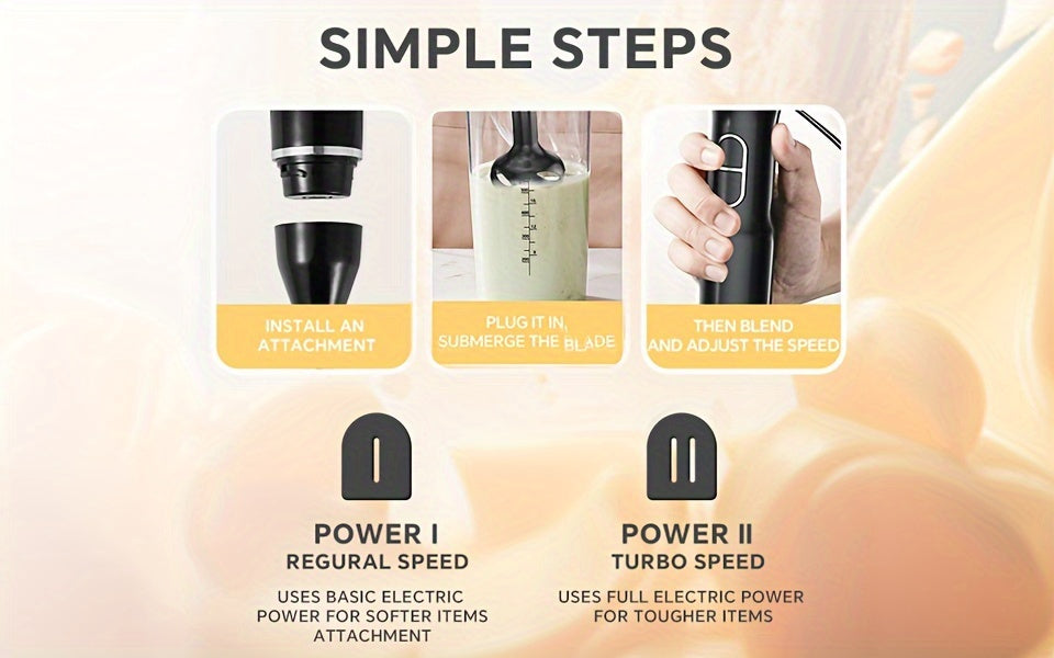 400W 2-Speed Lalayuan Powerful Handheld Blender - 304 Stainless Steel Blades Portable Stick Mixer - Electric Immersion Blender with Detachable Base