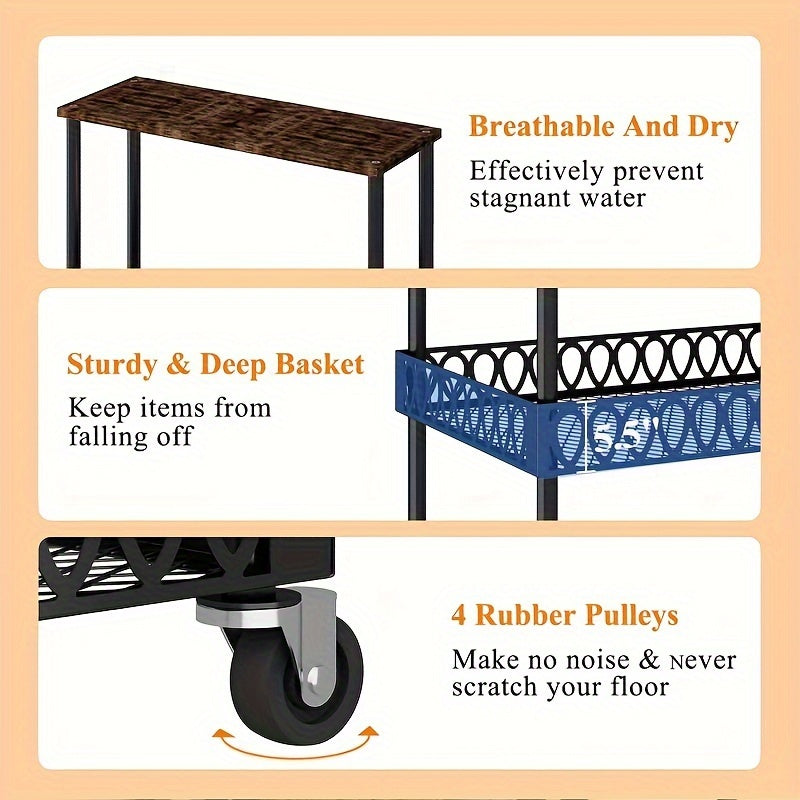 [Stainless Steel Microwave Stand] 4-Tier Stainless Steel Microwave Stand with Wheels - Versatile Kitchen & Restaurant Storage Solution
