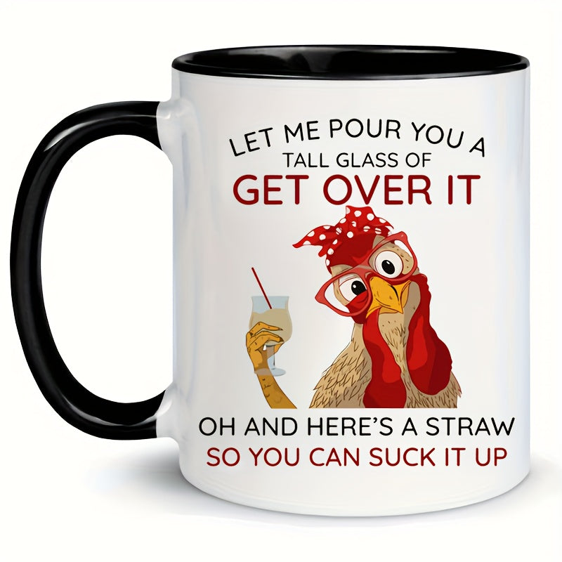 Funny Chicken 11oz Ceramic Coffee Mug - Double-Sided Print, Microwave Safe, Perfect for All Seasons & Gifts