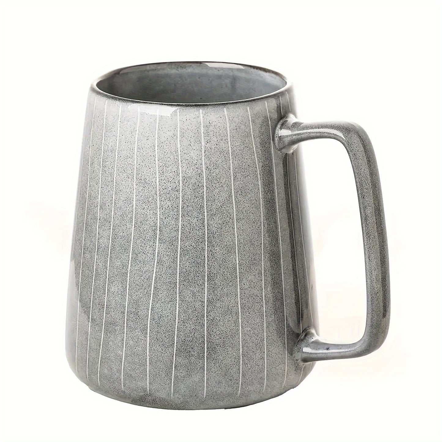 1pc 24 oz Ceramic Coffee Mug with Large Handle Microwave and Dishwasher Safe, Easy-Grip Office and Home Tea Cup  No Assembly Required, Without Additional Components grey