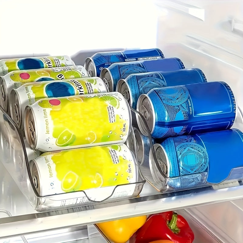1pc Refrigerator Organizer Bins, Soda Can Dispenser Beverage Holder, Clear Plastic Canned Food Pantry Storage Rack, Stacking Can Dispensers For Fridge, Freezer, Pantry, Kitchen, Countertops, Cabinets, Kitchen Accessories