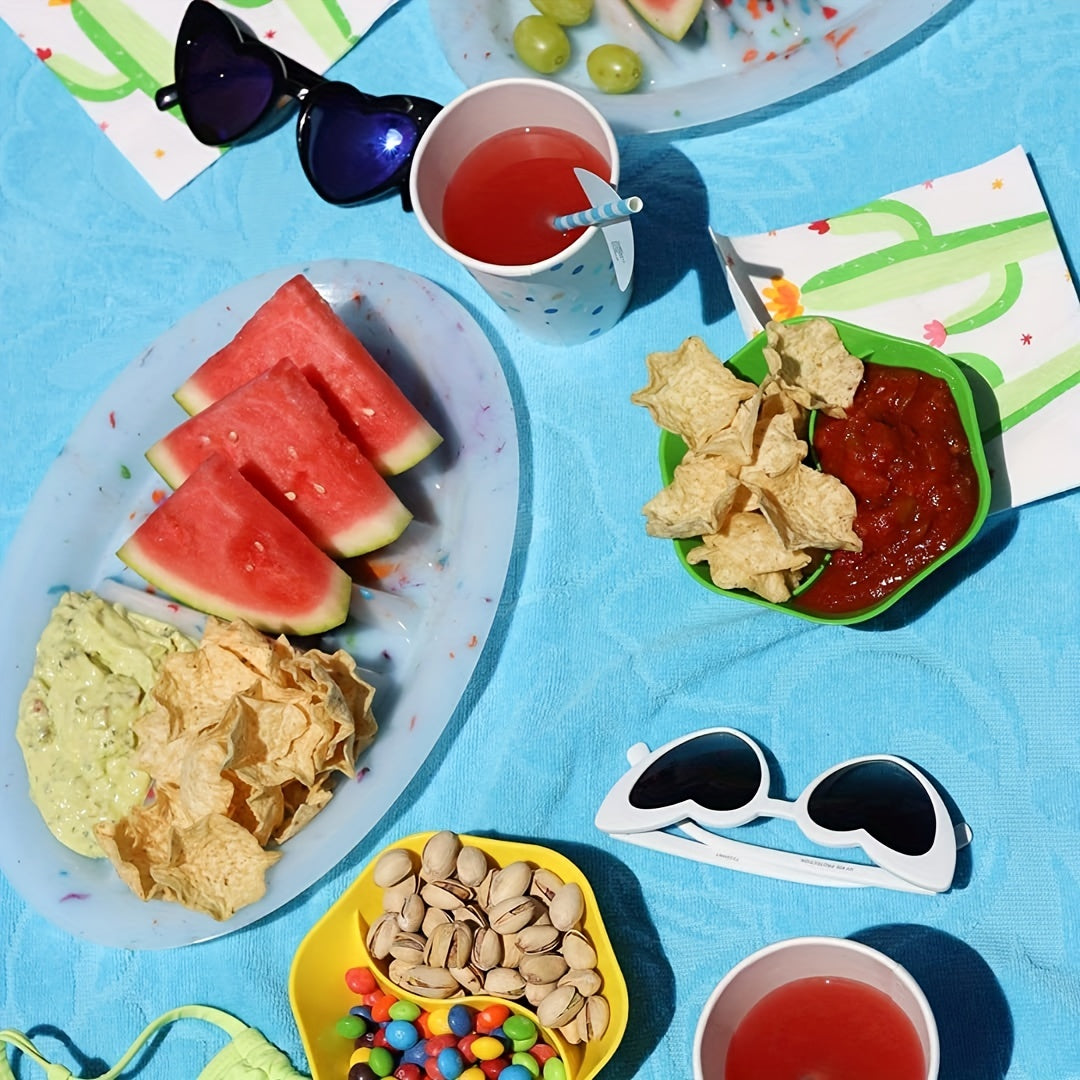 1pc/4pcs, Fiesta Serving Plates/Trays Set With Stand Up Holder For Soft And Hard Shell Tacos, Plastic, Use For Taco Nights And Bar, Microwave Safe