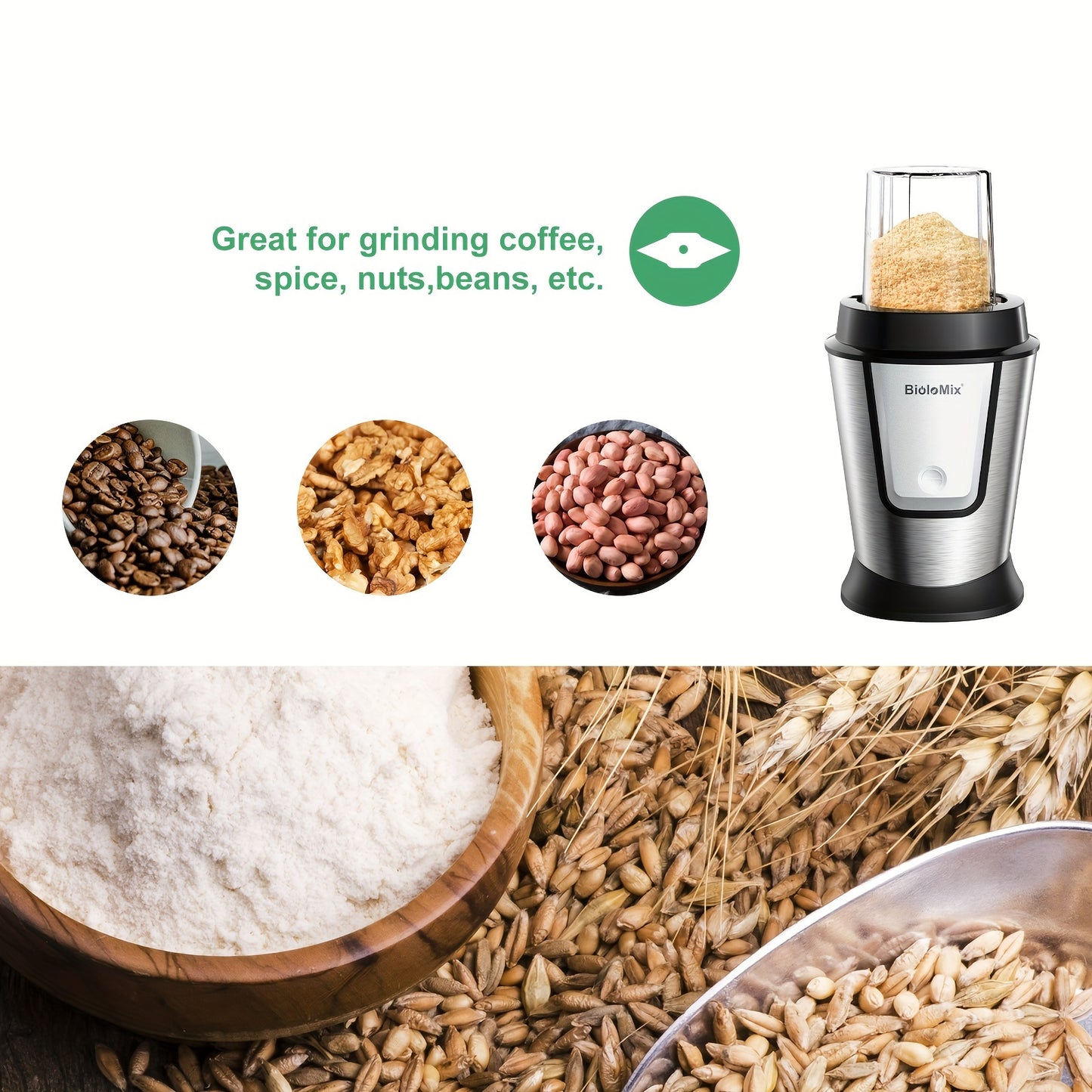 BioloMix 700W High-Speed Blender - 3-in-1 Smoothie Maker, Food Processor & Grinder