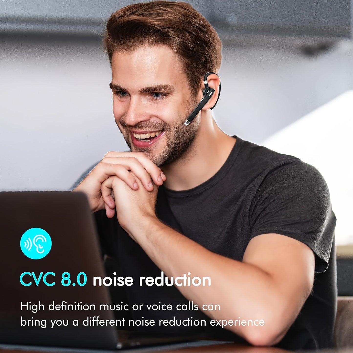 Long-Lasting Wireless Earphones - Earbud Headphones with Microphone, 120-Hour Standby, Suitable for Offices, Truck Drivers, and Compatible with IOS/Android Phones
