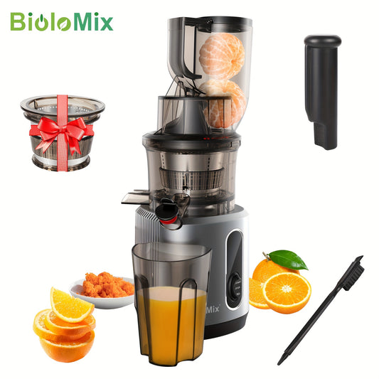 BPA FREE Wide Chute BioloMix Slow Masticating Juicer, Cold Press Juicer Blender Fit Whole Fruit and Vegetable