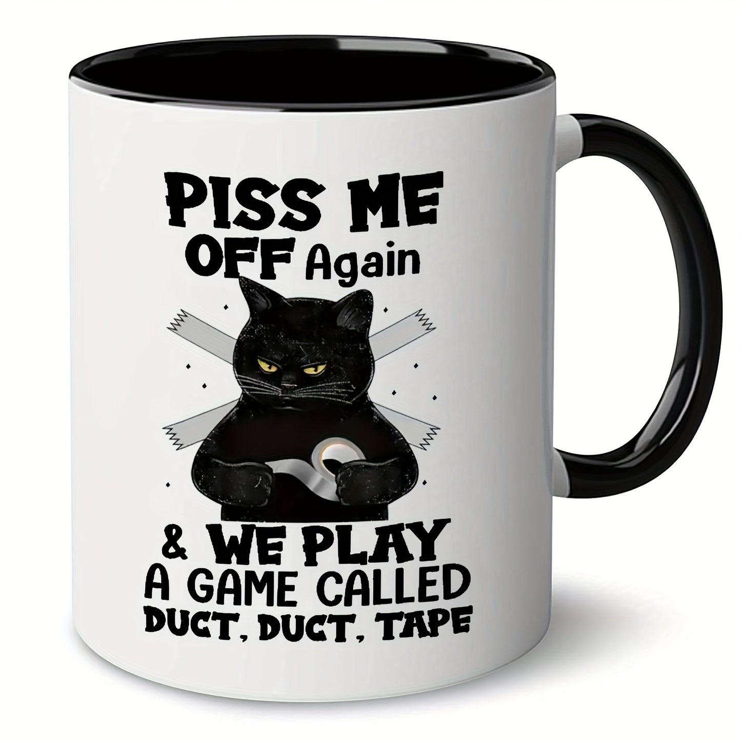 1pc Whimsical Black Cat Design Ceramic Coffee Mug - 11oz Large Capacity, Durable, Home Office Essential for Coffee Lovers - Unique Gift Idea, Dishwasher and Microwave Safe
