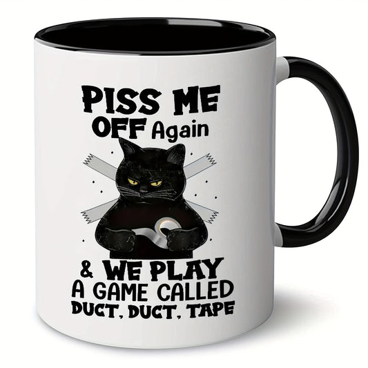 1pc Whimsical Black Cat Design Ceramic Coffee Mug - 11oz Large Capacity, Durable, Home Office Essential for Coffee Lovers - Unique Gift Idea, Dishwasher and Microwave Safe