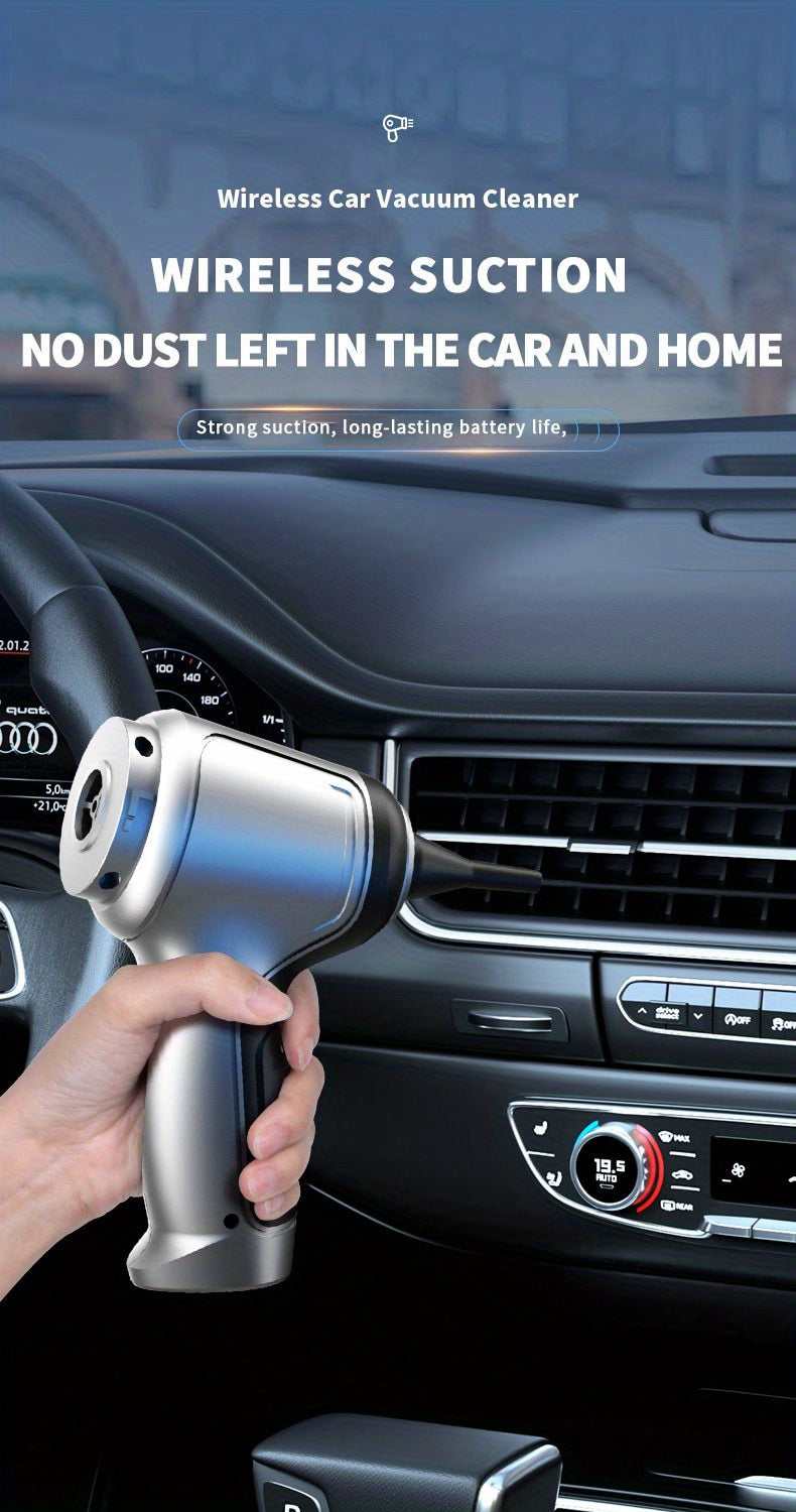 Versatile, High-Power Cordless Car Vacuum Cleaner - USB Rechargeable, Quiet Operation, Strong Suction for Auto & Home Use, Cordless Vacuum Cleaner