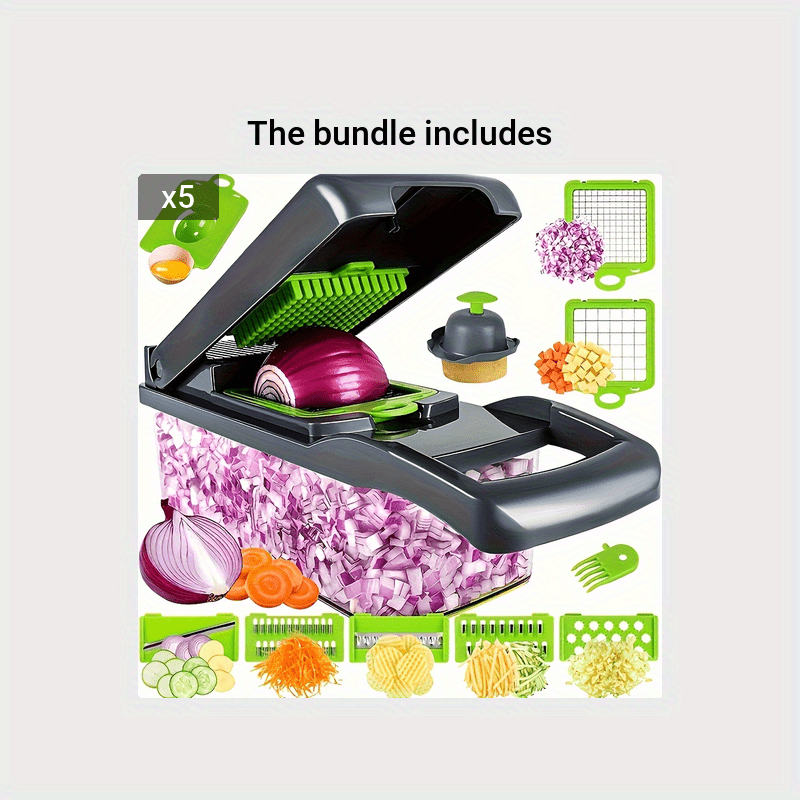13-in-1 Multifunctional Vegetable Chopper - Professional Food Chopper for Restaurant and Home Kitchen - 8 Sharp Blades for Effortless Slicing, Dicing, and Mincing - Easy to Clean and Store