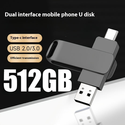 512GB Large Capacity USB Flash Drive Type-C Dual Interface Universal for Mobile Phones and Computers Compatible with Most Electronic Devices - Plug and Play Read and Write Speed Efficient Transfer Thumb DriveUSB Flash Drive 5