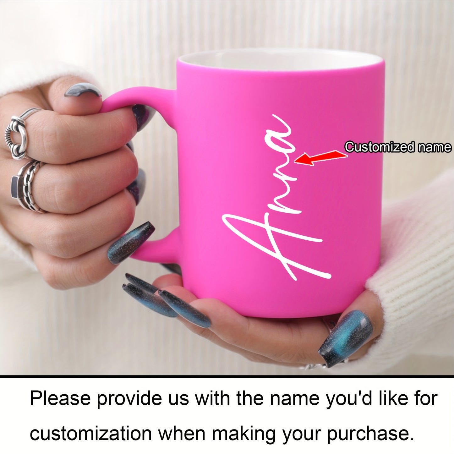 1pc, Personalized 11oz Gradient Ceramic Coffee Mug With Custom Name, 320ml Coffee Cup, Dishwasher & Microwave Safe, Ideal For Drinks & Gifts, Birthday, Valentine's Day Present For Family, Friends, Coworkers