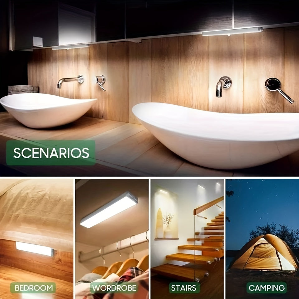 1pc Human Induction Light, Strip Light With Rechargeable, Bedroom Staircase Wine Cabinet LED Light, Wireless, Kitchen Shoe Cabinet Wardrobe Light Strip, Magnet Self-adhesive, Cabinet Light