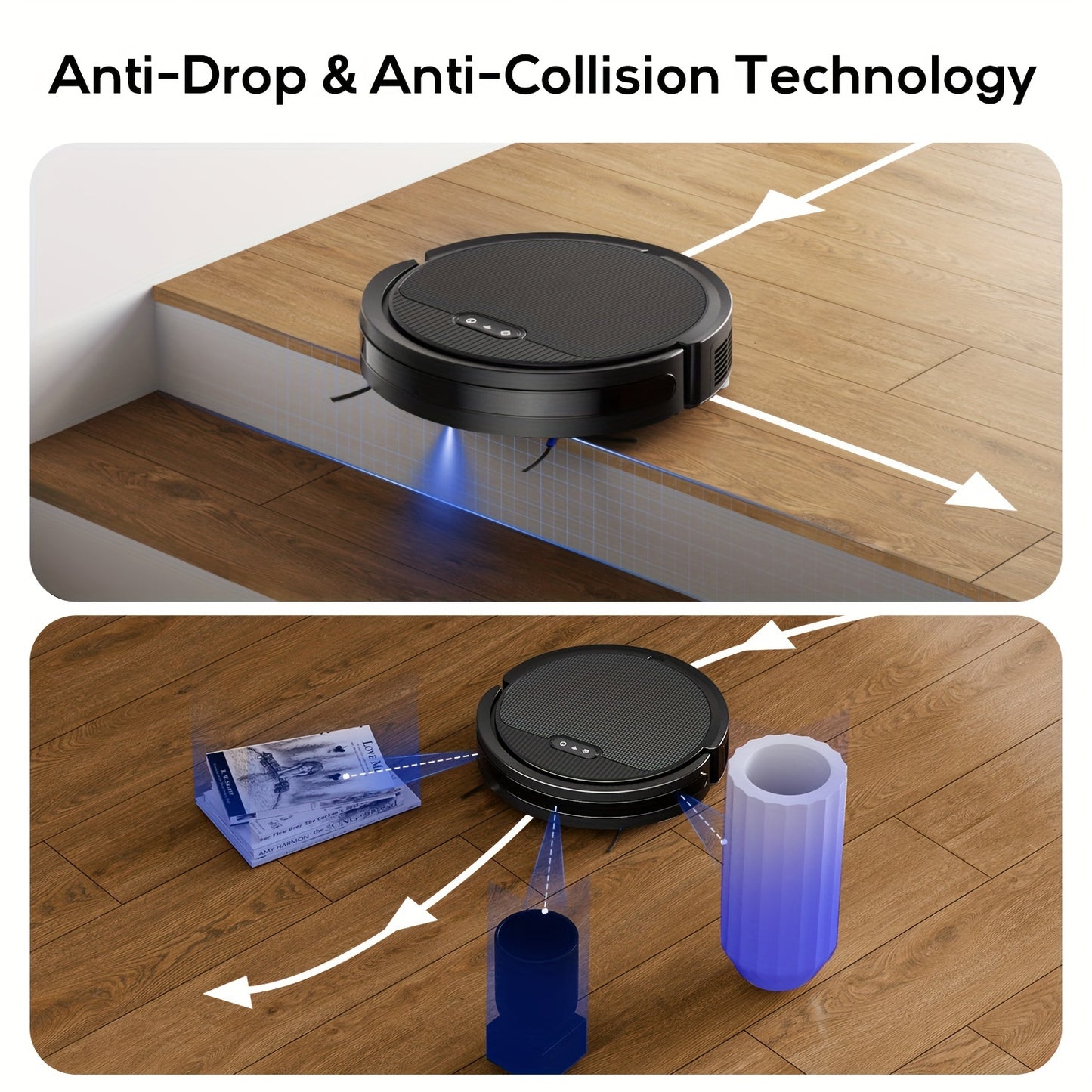 120 Mins Runtime Robot Vacuum Cleaner, Strong Suction, Slim, Wi-Fi/App/Alexa Control, Automatic Self-Charging, Robot Vacuum And Mop Combo, Ideal for Pet Hair Hard Floor and Daily Cleaning, Black