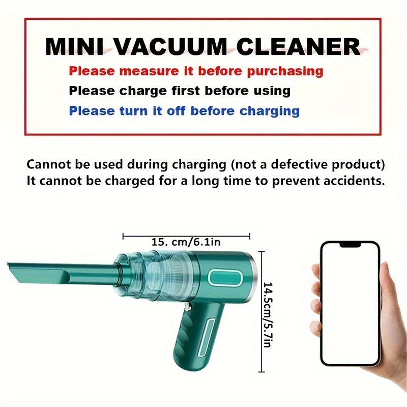 Upgraded Version, Portable Cordless Hand-held Vacuum Cleaner, Cyclone Suction Wireless Vacuum Cleaner. Echargeable Strong Suction Vacuum Cleaner Suitable For Cars/Offices/Homes