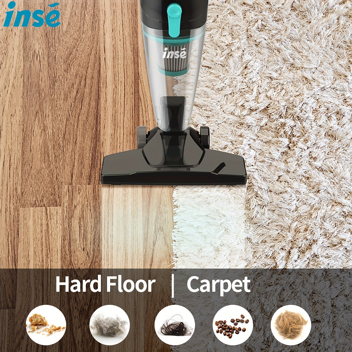 INSE R3s Corded Vacuum Cleaner, 400W High-Performance Motor, 16KPa Strong Suction, Lightweight Design with Advanced Filtration for Pet Hair & Dust, Includes 9 Accessories, Flexible ≥275.59inch Cable, Ergonomic Grip, Ideal f
