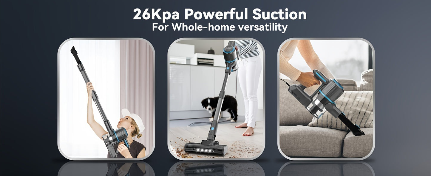 TASVAC Corded Stick Vacuum, 26Kpa 600W Powerful Suction Vacuum Cleaner with LED Floor Head, Lightweight Corded Handheld Vac for Carpet Hard Floor Pet Hair