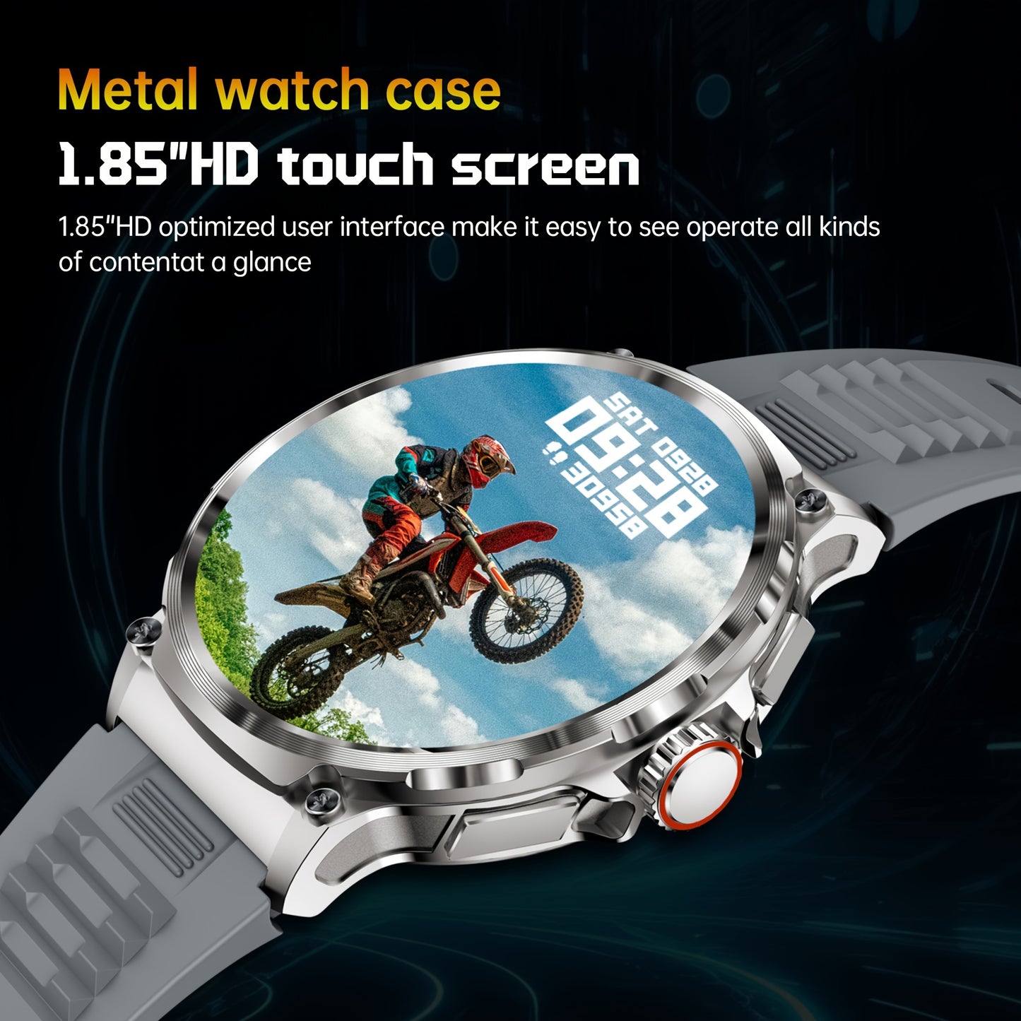 TIZOOP Outdoor Smart Watch with 1.85" HD Display, 710mAh Long-Lasting Battery, 100+ Sports Modes, Step Tracking, Activity Reports, and Water Resistance for Android and iOS Phones