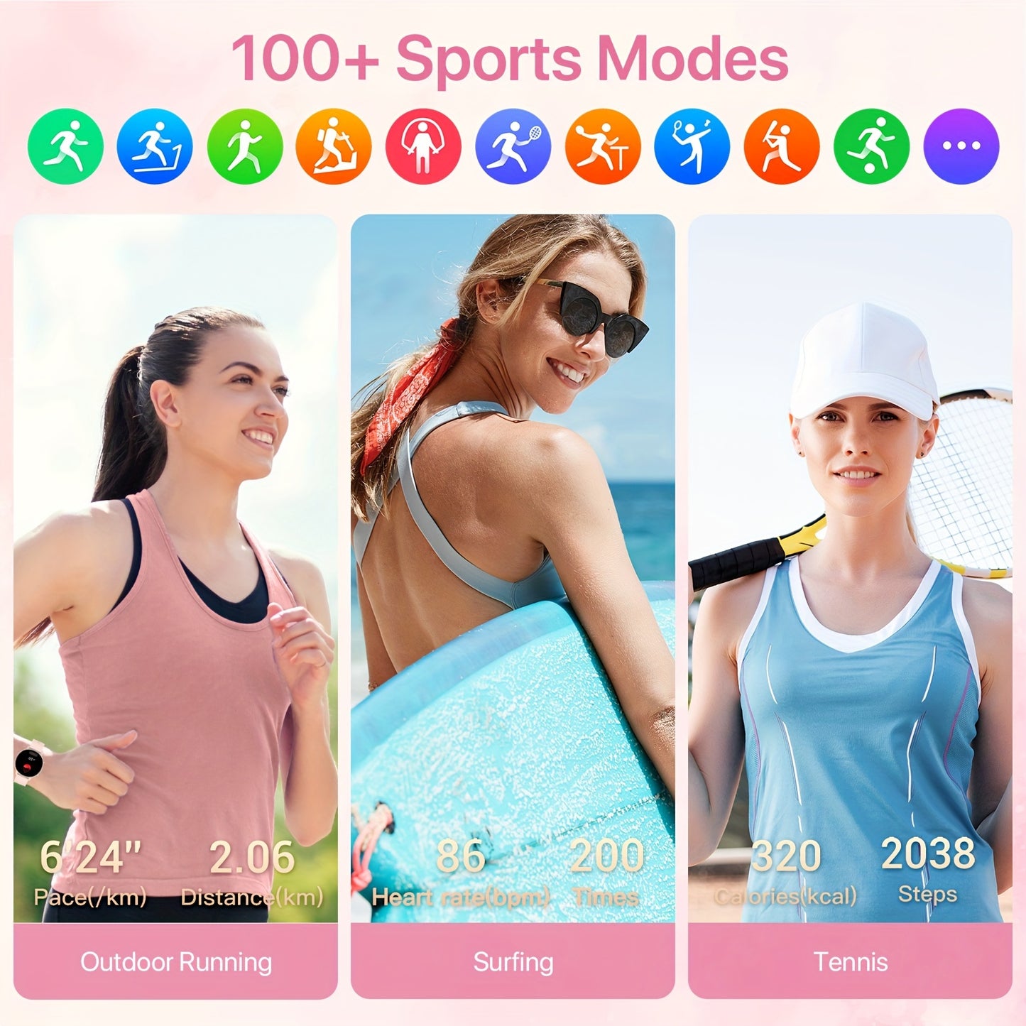 Smart Watch Gift for Women, 1.39-inch Full Touch Screen, Smart Call Watch with Answer and Make Call for iPhone and Android Phones, Message Push, Fitness Tracking Watch, Pedometer, Distance, Calories, 100+ Sports Modes, Sports