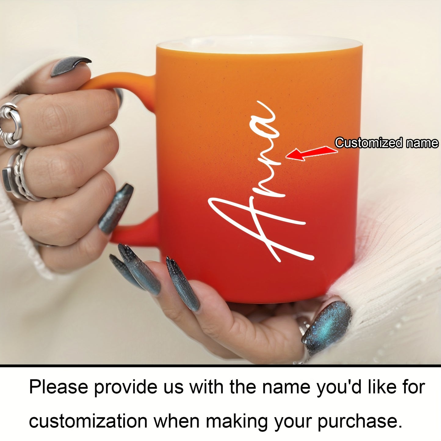 1pc, Personalized 11oz Gradient Ceramic Coffee Mug With Custom Name, 320ml Coffee Cup, Dishwasher & Microwave Safe, Ideal For Drinks & Gifts, Birthday, Valentine's Day Present For Family, Friends, Coworkers
