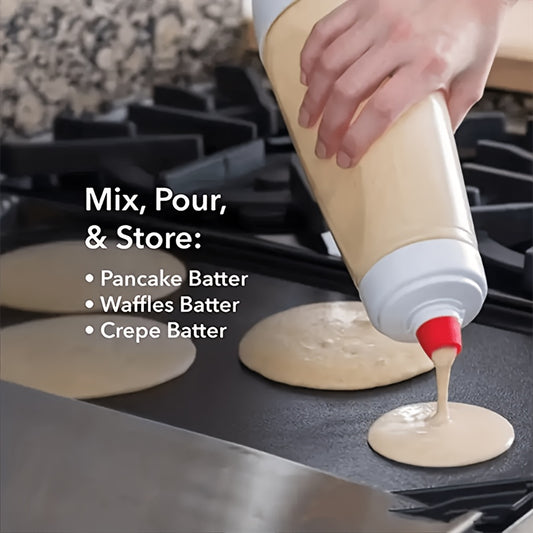 Easy-Squeeze Pancake Batter Dispenser with Blender Ball - Perfect for Cupcakes, Muffins & Crepes - Kitchen Gadget