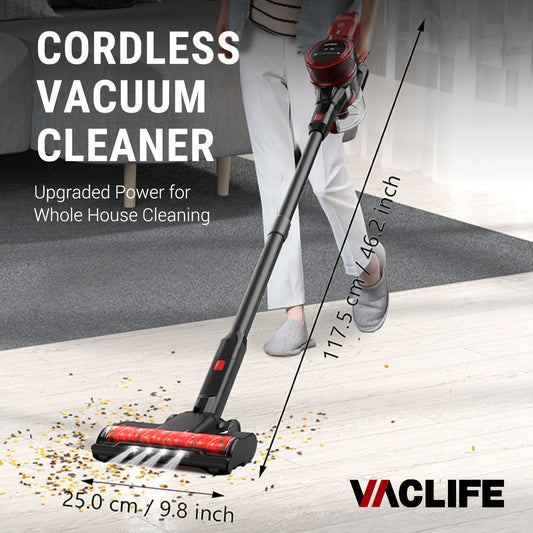 VacLife Portable Cordless Handheld Vacuum Cleaner with Motorized Brush, Pet Hair Vacuum for Car, Home, Office, Rechargeable, LED Light, Reusable Filters, 20-45min Runtime