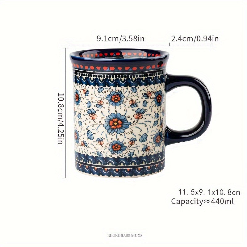 Hand-Painted Floral Ceramic Coffee Mug with Handle - Microwave Safe, Insulated for Hot & Cold Drinks, Perfect for Summer & Winter Beverages, Ideal Gift for Christmas, Weddings, Birthdays, Valentine's Day