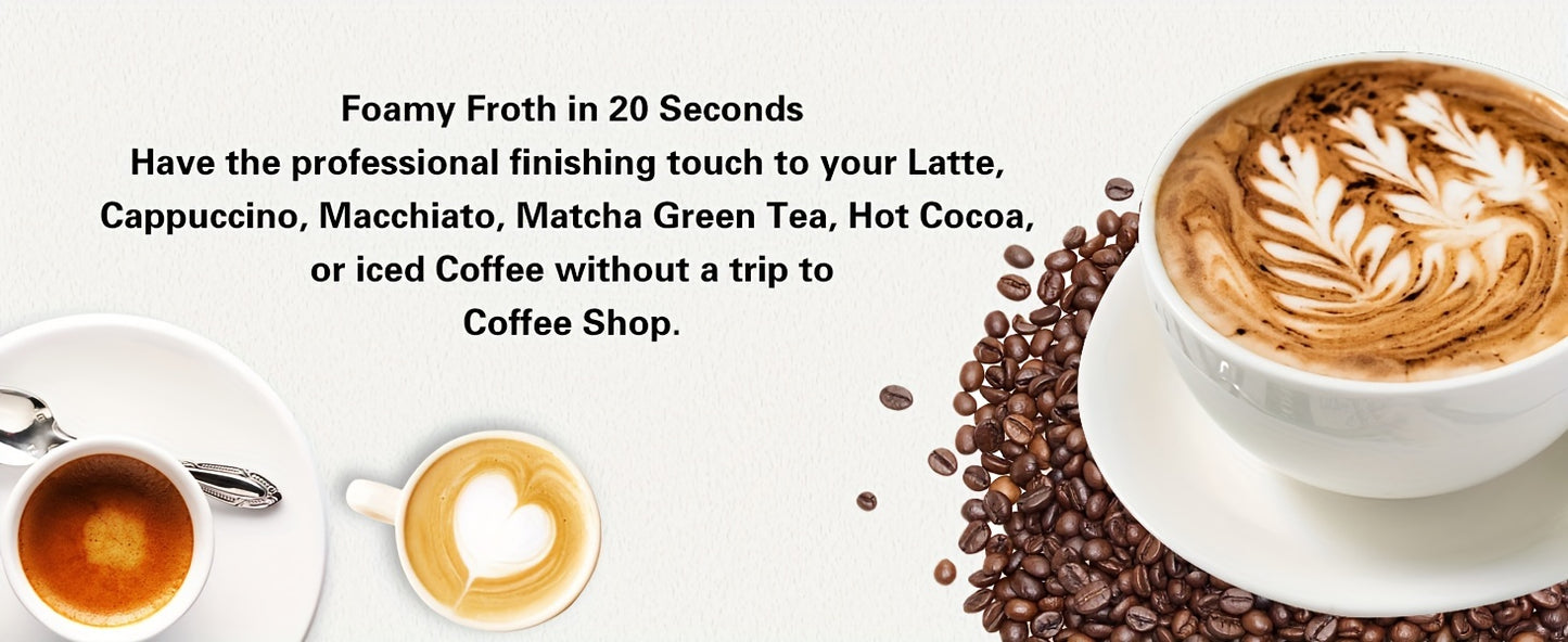 1pc Lalayuan Powerful Electric Milk Frother, Mini Milk Foamer, Handheld Electric Whisk, Battery Operated (Not Included) Drink Mixer Hand Mixer For Coffee Electric Wireless Blender For Lattes, Cappuccino, Frappe, Chocolate, Fo