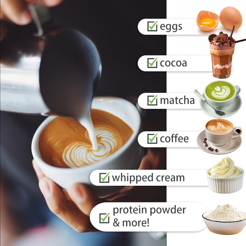 1pc Lalayuan Powerful Electric Milk Frother, Mini Milk Foamer, Handheld Electric Whisk, Battery Operated (Not Included) Drink Mixer Hand Mixer For Coffee Electric Wireless Blender For Lattes, Cappuccino, Frappe, Chocolate, Fo