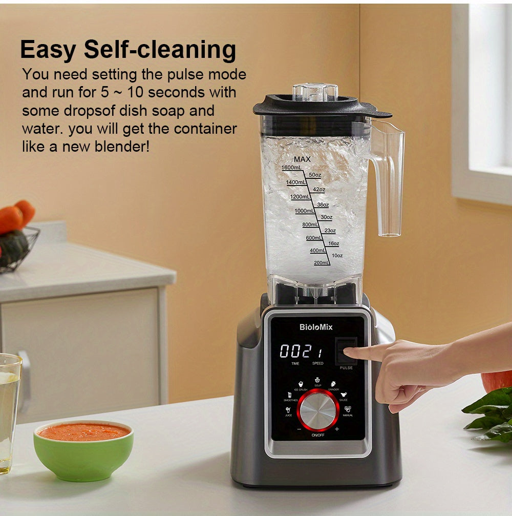 BioloMix 67.63oz Commercial Blender - Digital, BPA-Free, Automatic Program, Professional Mixer For Juicing, Food Processing, Ice Crushing, And Smoothie Making