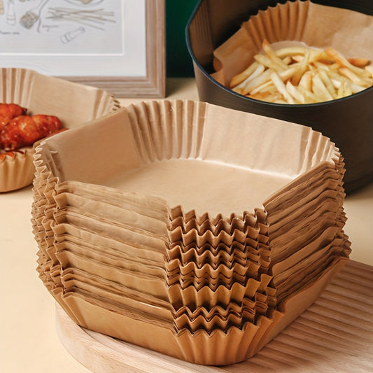 50pcs Non-Stick Air Fryer Liners - Square Paper Liners For Baking, Roasting, And Microwave Cooking - Easy Cleanup And Healthier Cooking For Hotel/Commercial