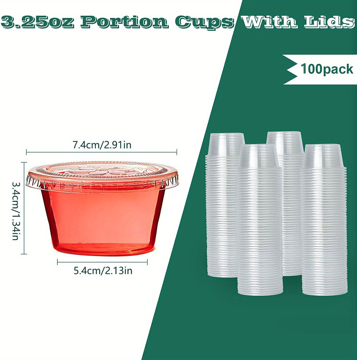 50/100pcs, Meal Prep Portion Cups with Lids - 2oz/3.25oz/5.5oz - Perfect for Salad Dressing and Condiments - Kitchen Accessories