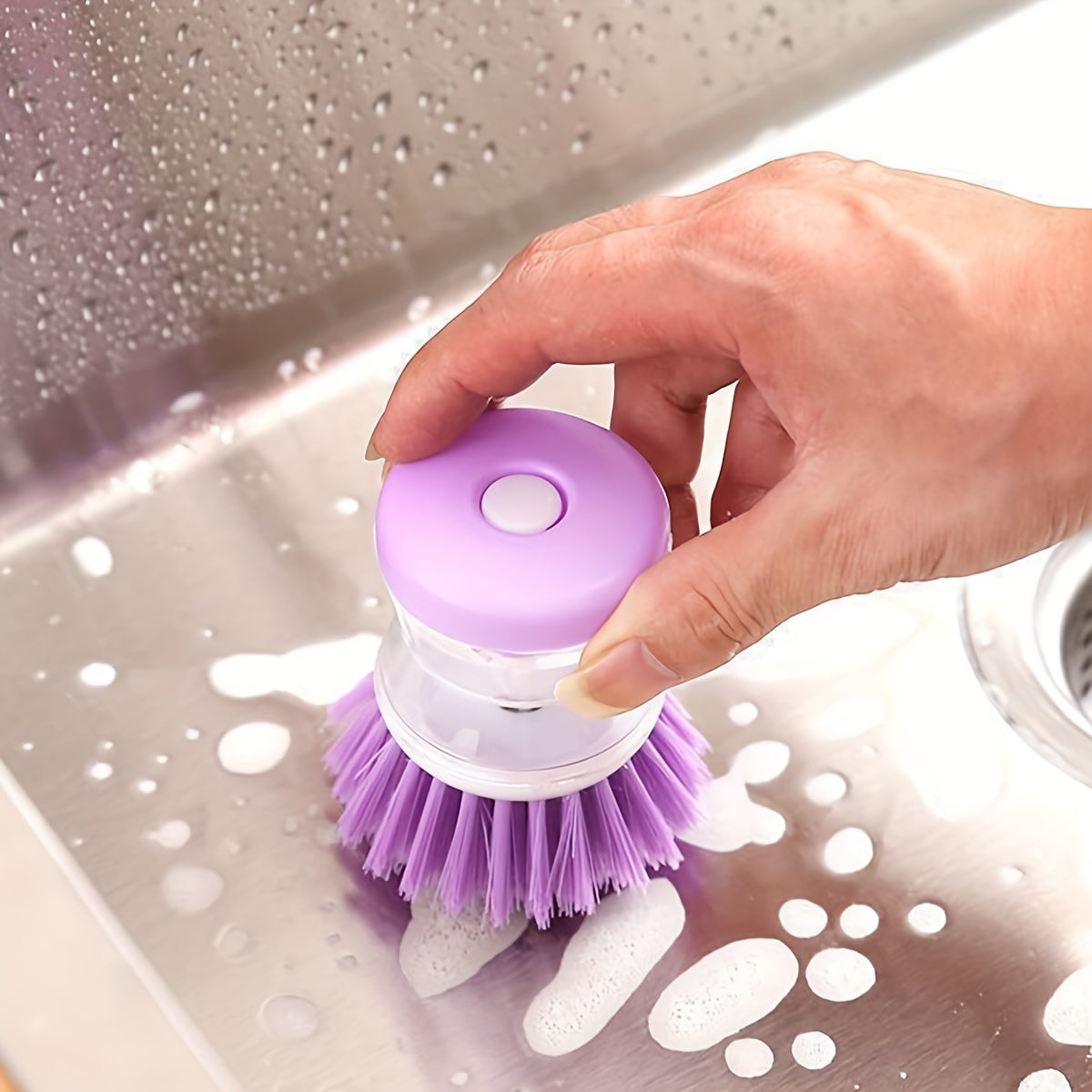 1pc Ceramic Soap Dispenser Dish Brush: Perfect For Dishes, Pots, Pans & Kitchen Sinks - Household & College Dorm Essentials!