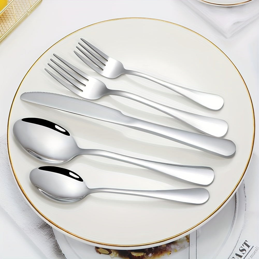 [30pcs Silverware Set Durable] 30pcs silverware set for 6 people, high-end stainless steel tableware set, mirror polished, durable household kitchen tableware set, including fork, knife and spoon set, dishwasher safe cleaning