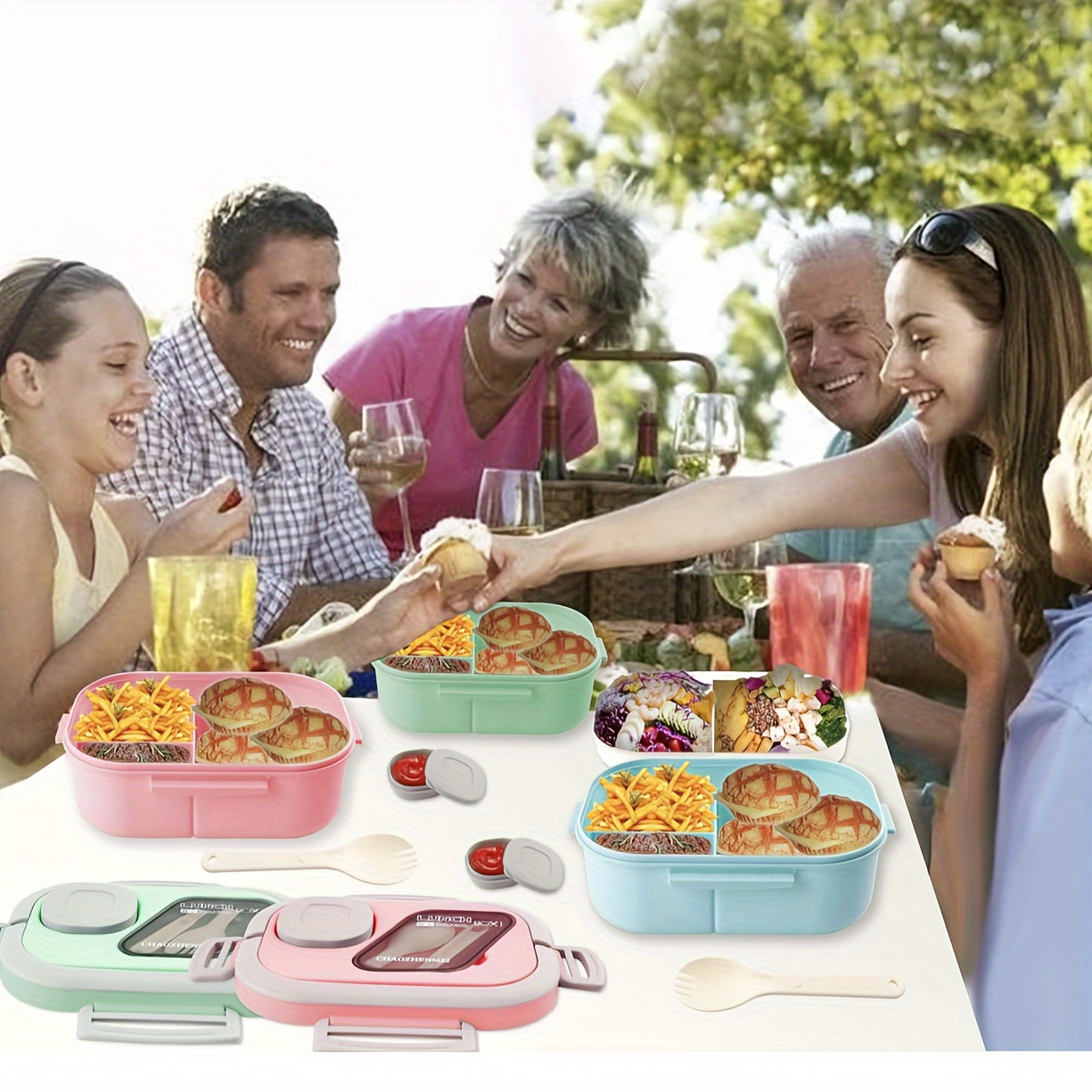 Multi-compartment insulated box Portable sealed fresh large capacity lunch box Microwave heating reusable lunch box Suitab