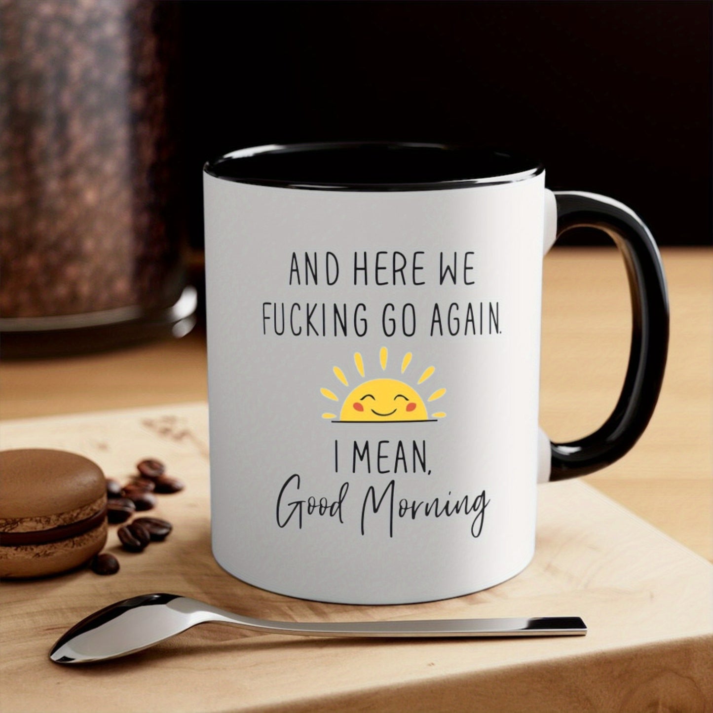 1pc 11oz/15oz Funny Ceramic Coffee Mug - Humorous "Here We Go Again" Quote, Colorful Design, Durable, Dishwasher and Microwave Safe, Ideal Birthday or Christmas Gift for Mom