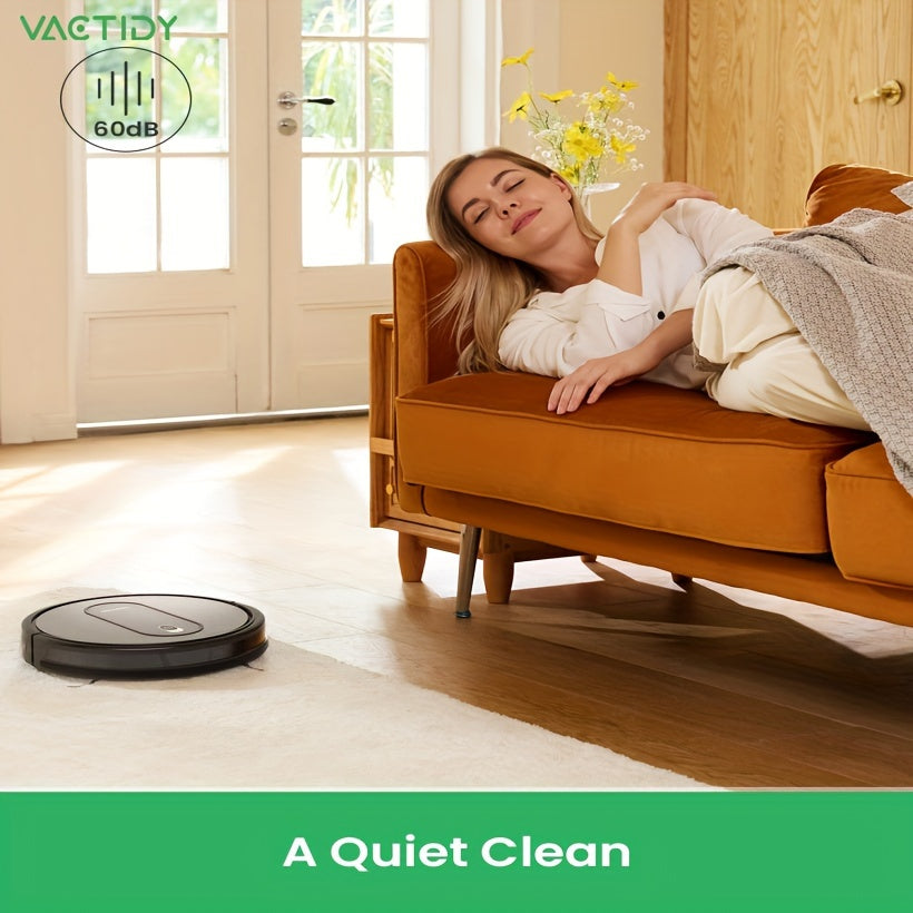 Vactidy Nimble T6 Robot Vacuum Cleaner, Strong Suction, Automatic Self-Charging Robotic Vacuum, WiFi/Alexa/App/SiRi/Remote Control Robotic Vacuum, 7.35cm Thin, Ideal for Pet Hair, Carpet, Hard Floor