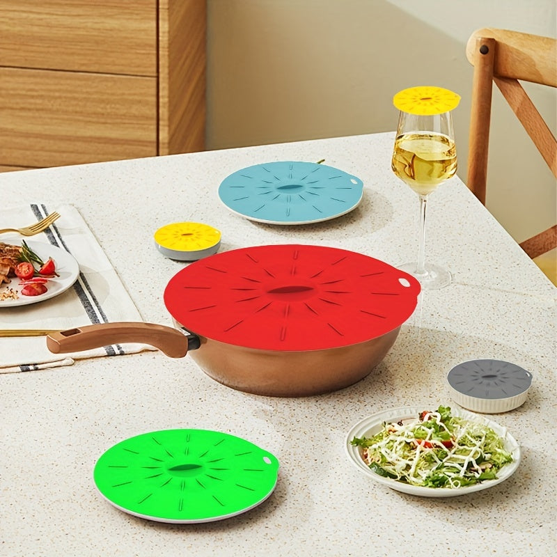 5-Piece Set of Reusable Silicone Microwave Lid Covers - Various Sizes, Suitable for Bowls, Cups, Plates, Pots, Pans, Microwave Splatter Covers, Stovetop, Oven, Fridge, and Freezer - BPA Free