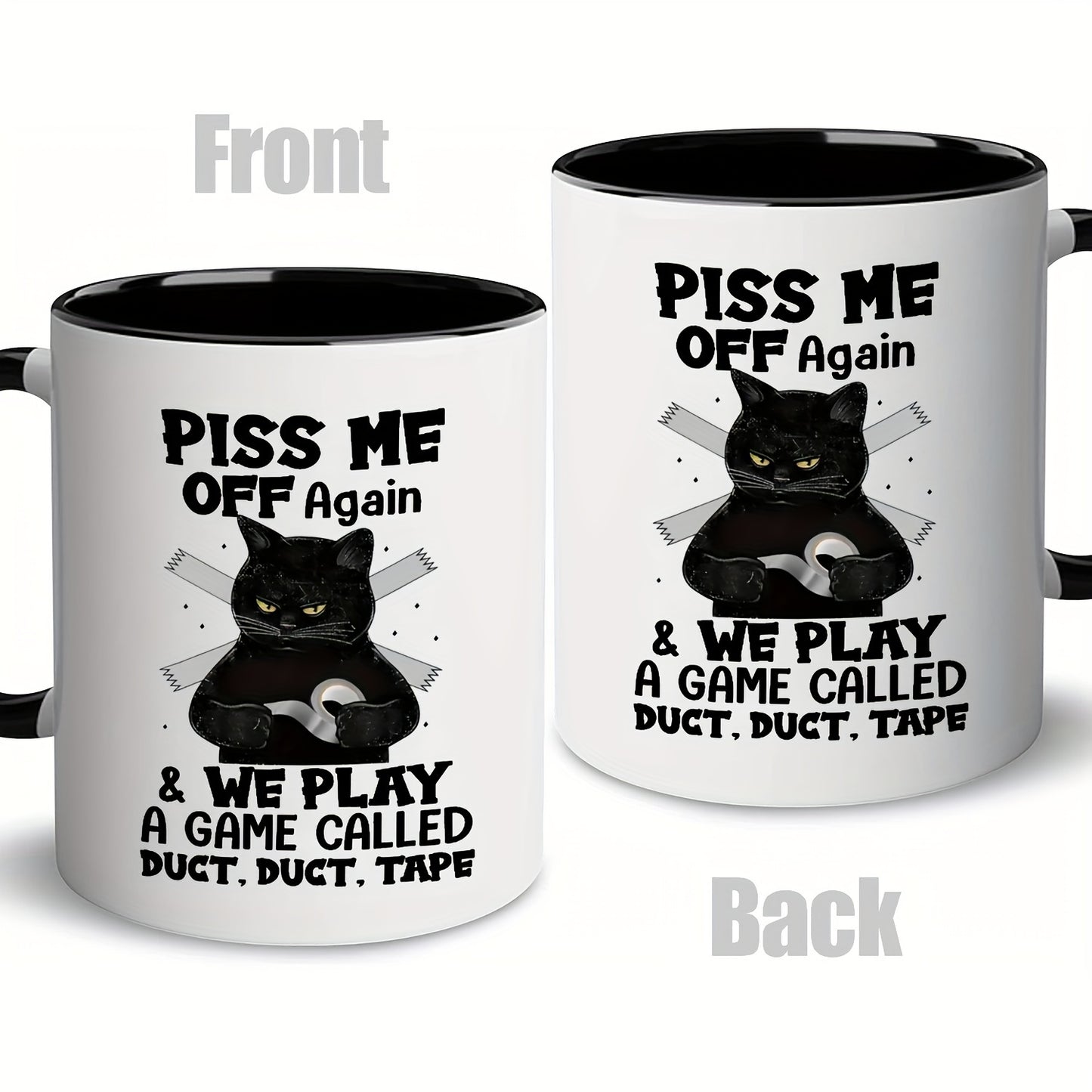 1pc Whimsical Black Cat Design Ceramic Coffee Mug - 11oz Large Capacity, Durable, Home Office Essential for Coffee Lovers - Unique Gift Idea, Dishwasher and Microwave Safe