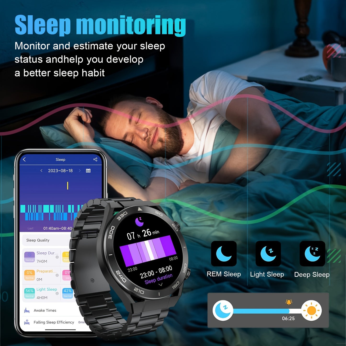 1.52"HD Touch Screen Smart Watch For, With Answer & Make Calls, Messages Notifications, 100+ Sports Modes, Pedometer, Calories, Outdoor Activity Fitness Tracker Smartwatch For Men Android And IOS Phones, Gifts For Friends