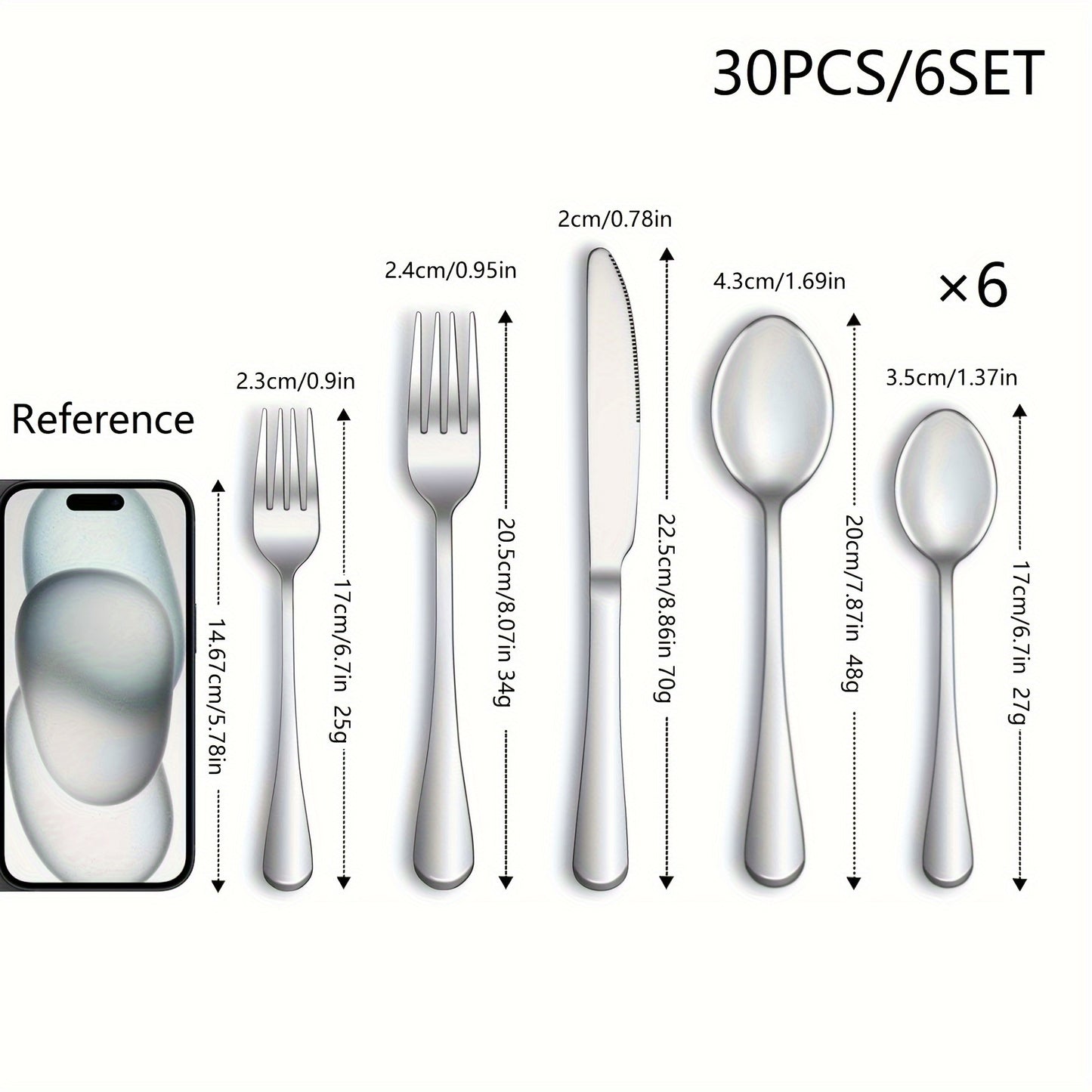 [30pcs Silverware Set Durable] 30pcs silverware set for 6 people, high-end stainless steel tableware set, mirror polished, durable household kitchen tableware set, including fork, knife and spoon set, dishwasher safe cleaning